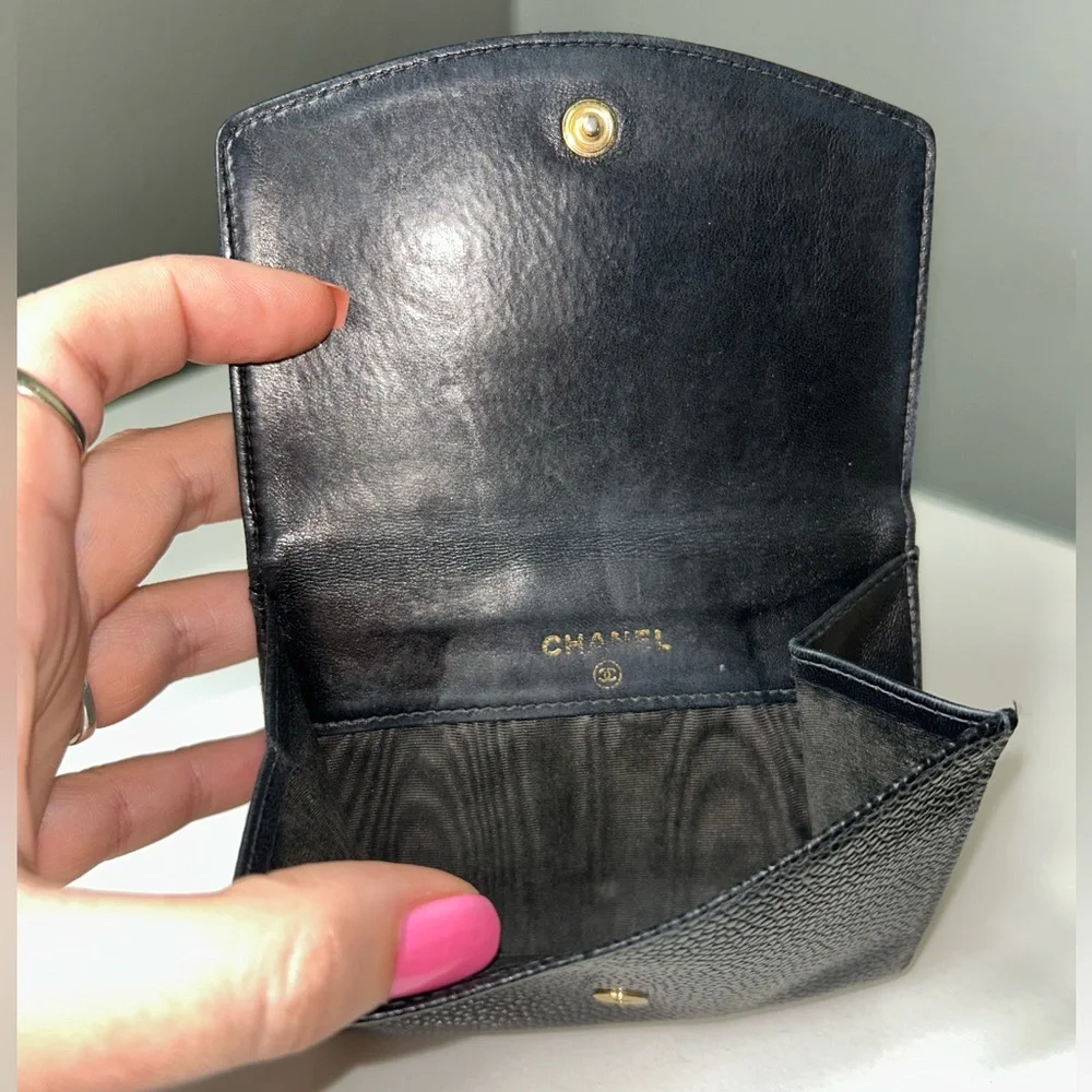 Chanel Caviar Leather Timeless CC Flap Compact Wallet